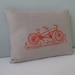 Pillow Cover Cushion Cover Tandem Bike in Orange on natural linen - 12 x 16 inches