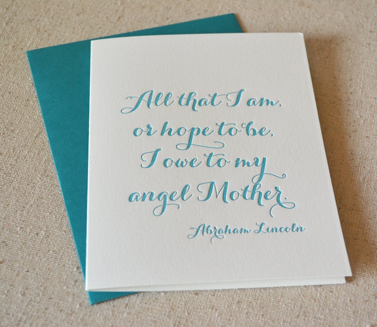 Letterpress card for mom - teal green - thank you, congratulations, wedding, milestone, mother's day