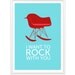 Eames poster print Mid Century Modern retro Herman Miller rocker chair nursery kitchen art office - I Want To Rock With You Red 50 x 70cm