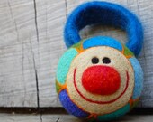 Baby's Luxury WOOLY Spring Flower Rattle in Blue Made to Order