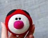 Needle Felted WOOLY Ladybug  Jingle Ball Toy Made to Order