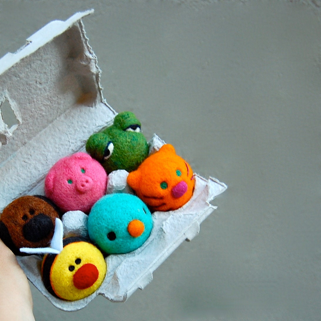 Custom for Jane Set of Needle Felted First Baby Sounds with rattles  Made to Order