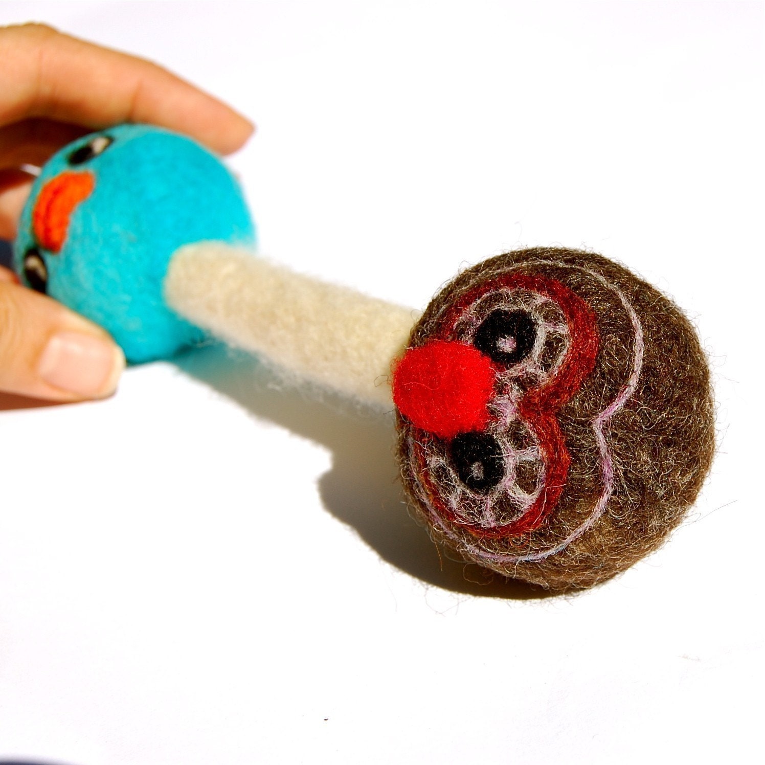 Organic Vintage Inspired Blue Bird and Owl Rattle
