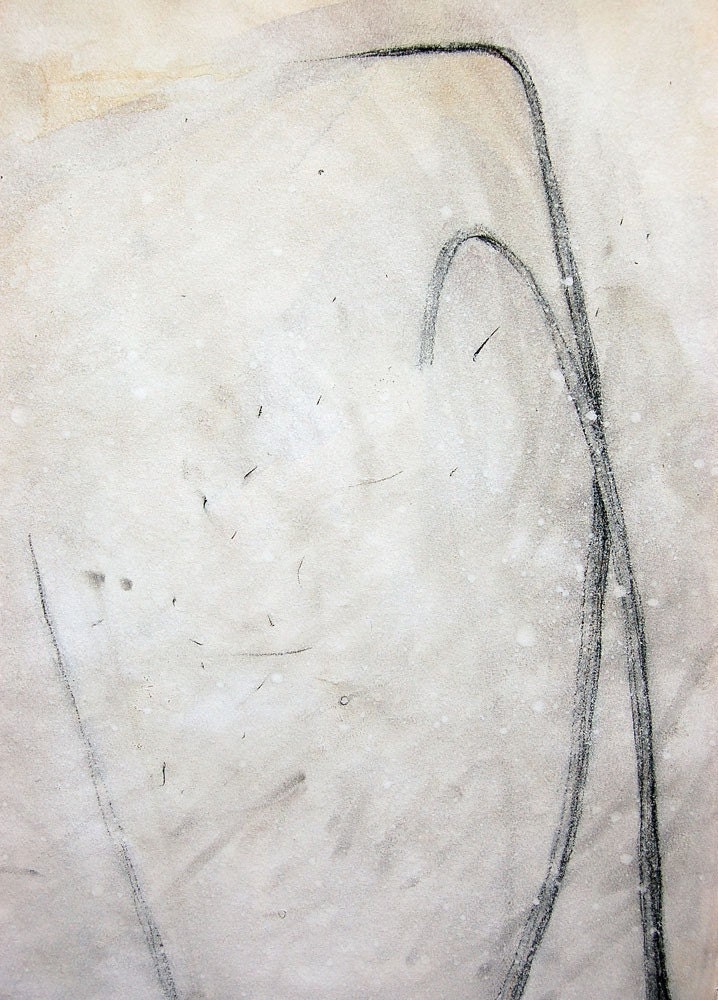 Winter Dahlia Year conte crayon and gouache on paper drawing ORIGINAL signed Helen Gotlib