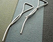 Earrings. Modern Contemporary Simple Sleek Elegant Design. Sterling Silver Jewelry. Handmade by Epheriell on Etsy. Ribbons.