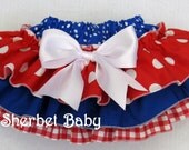 Sassy Pants Ruffle Diaper Cover Bloomers Red White Blue Patriotic