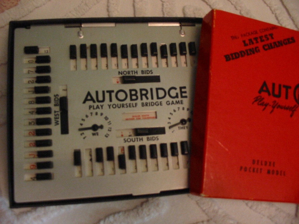 1959 AutoBridge Handheld Vintage Bridge Game Take It In The Car Or On The Plane