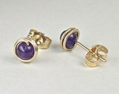 4mm Amethyst /  14K Gold-filled Post Earrings