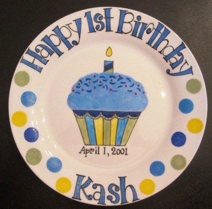 Personalized Birthday Plate . Happy Birthday Plates .  Personalized Gifts . First Birthday Gift for Boy