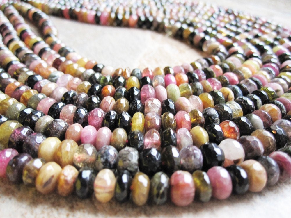 Watermelon Tourmaline Rondelles