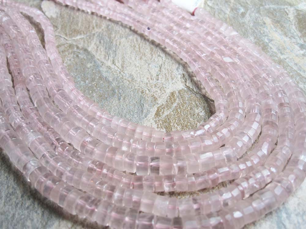Rose Quartz Faceted Heishi FULL STRAND
