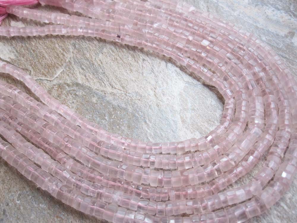 Rose Quartz Faceted Heishi FULL STRAND