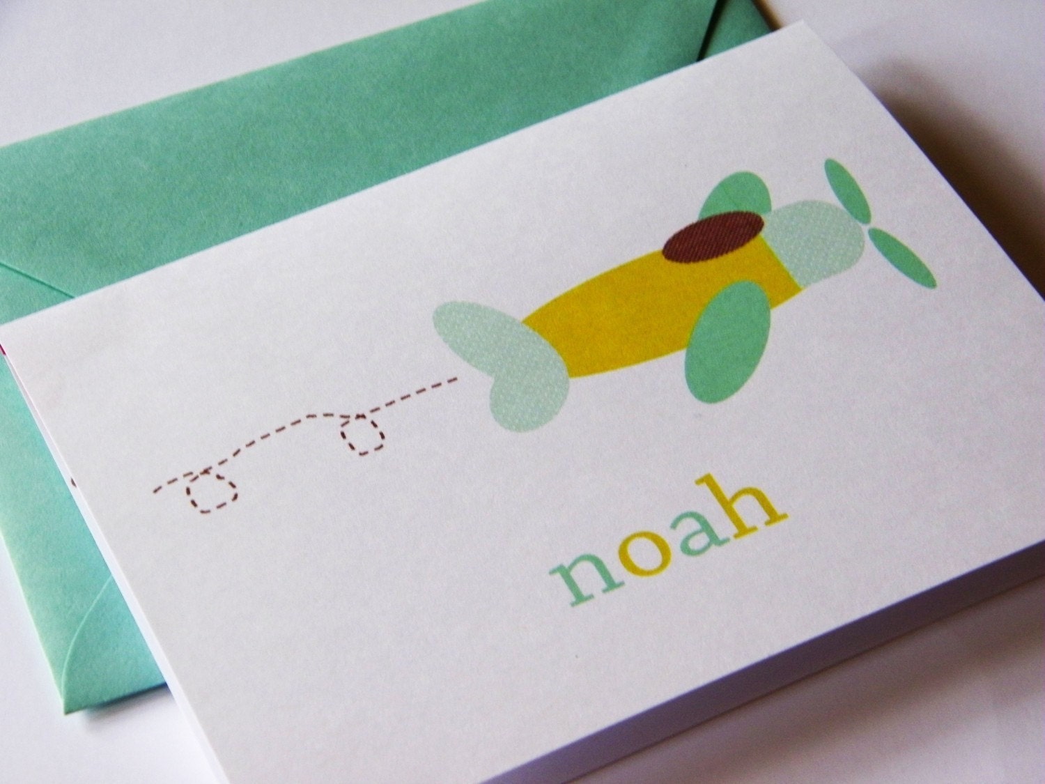 Personalized Folded Notecard with plane