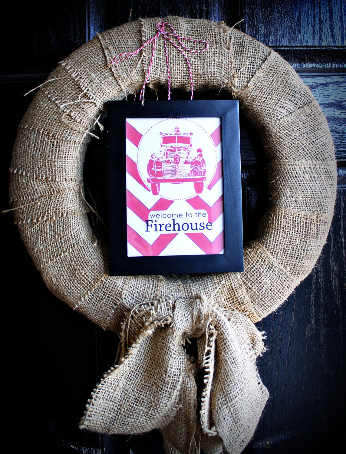 Firetruck Welcome sign - 5x7 or 8x10 - art print or party decor