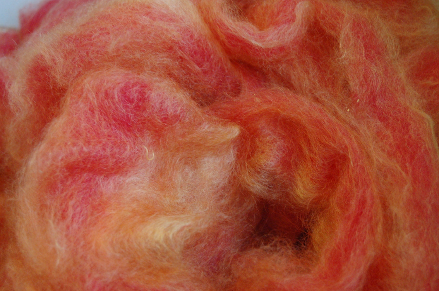Roving - Mohair and Wool - Fireball - Red, Orange, Yellow - 4 oz