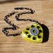 BEARING NECKLACE - Yellow Heart with Silver Bearing and Stars - hand cast resin pendant