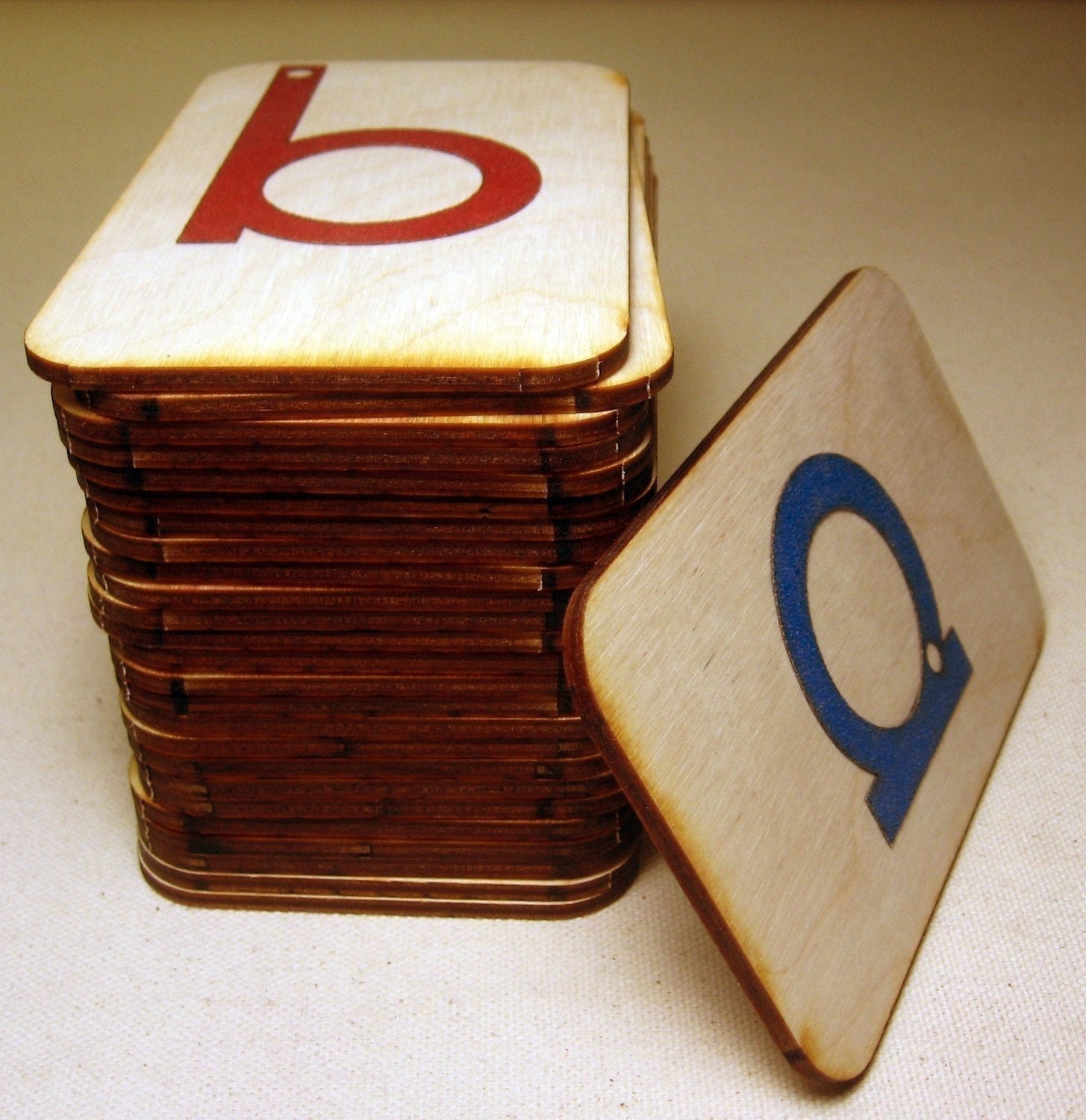Lowercase Sandpaper Letters Spanish on birch wood