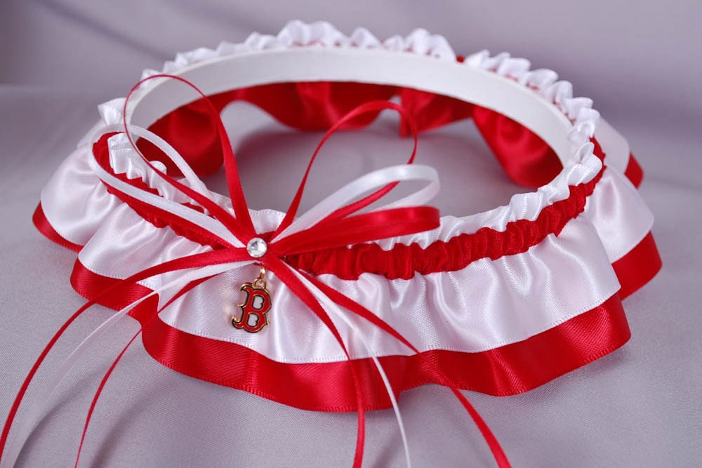 Spring Sale - Boston Red Sox Wedding Garter Set