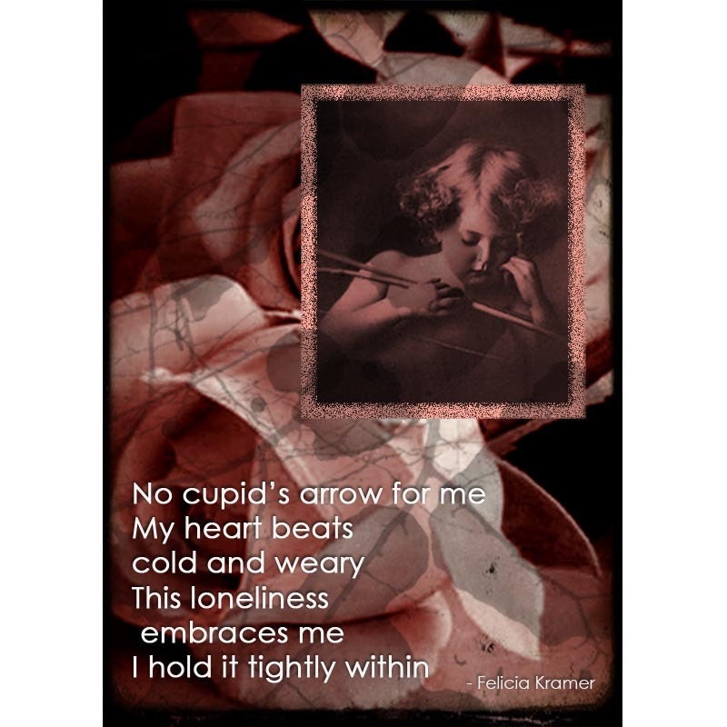 Collage Print and ACEO With Poem Cupids Arrow