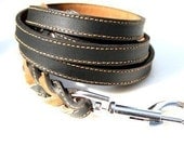 Durable Black Leather Dog Leash