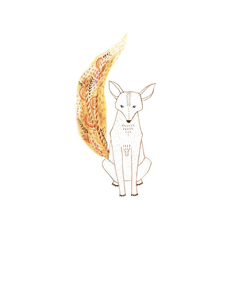 Fox, pattern 8x10 print.
