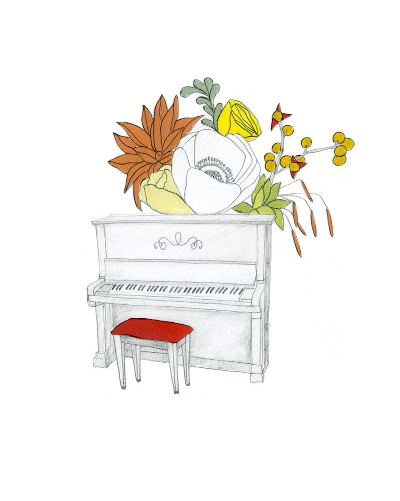 Piano, Flowers. limited edition 8x10 print.
