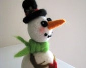 Needle Felted Snowman Ornament