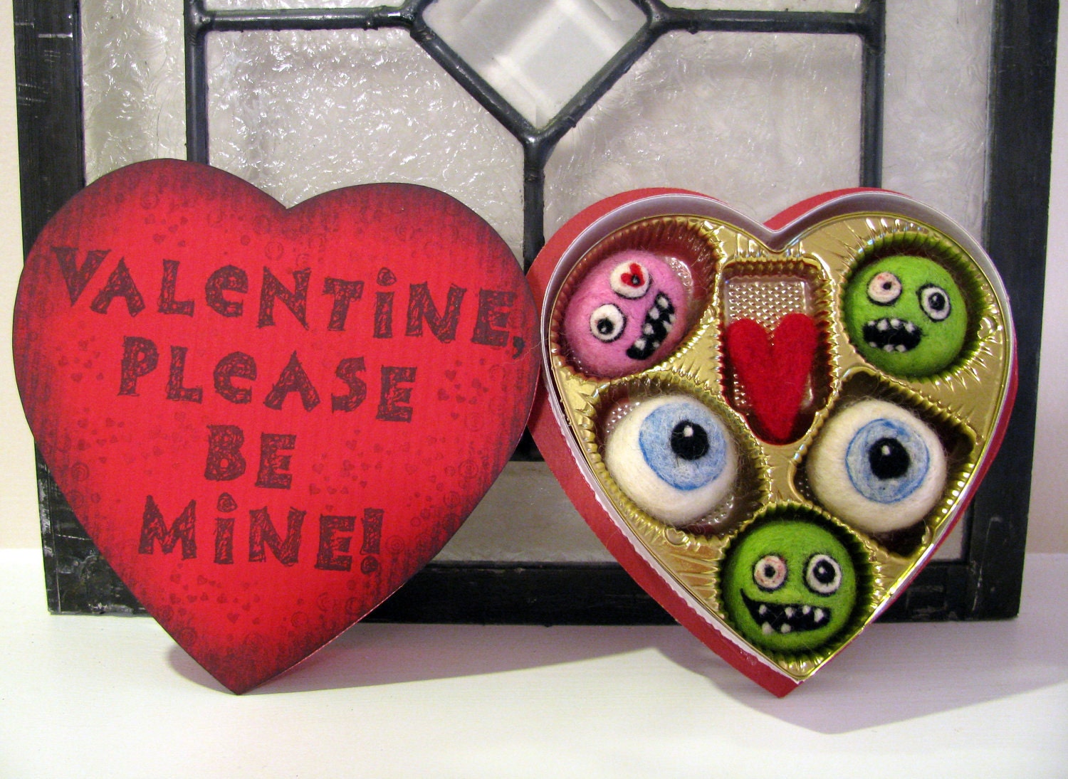 Zombie Valentine Candy - Needle Felted Gift of Love