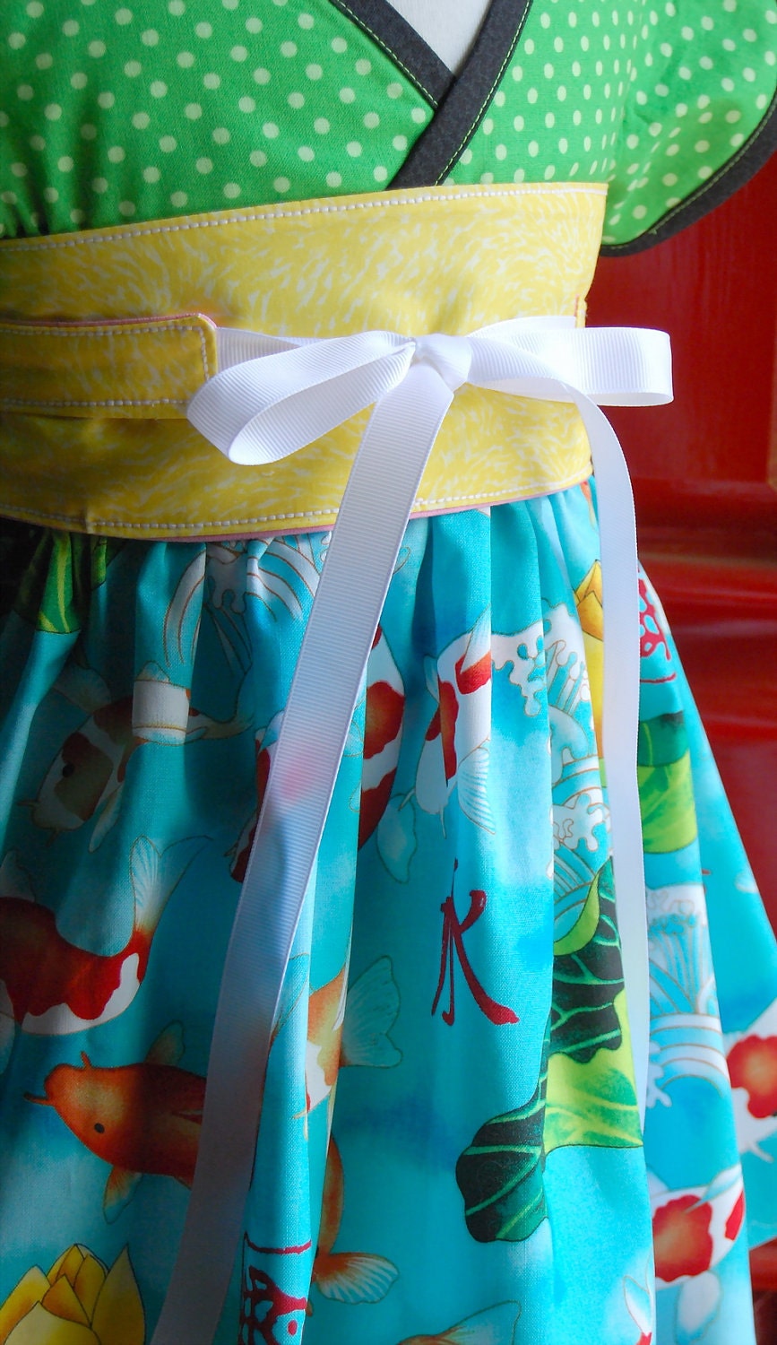 Koi Pond - Kimono Wrap Dress - Little Girls Dress in sizes 2 toddler to 7 years old