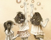 Bubbles - 5x7 archival watercolor print by Tracy Lizotte
