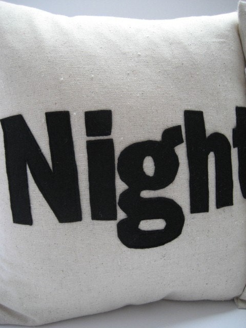NIGHT OWL in Black - PAIR of pillows / cushions 14in (36cm) Sq