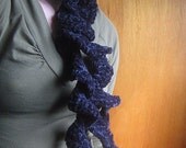 Dark Blue Ruffle Scarf - Chenille