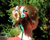 Floral Bun Wreath - Red, Black, and White