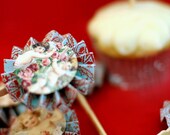 12- Viictorian VALENTINE Cupcake Toppers/ Food Picks