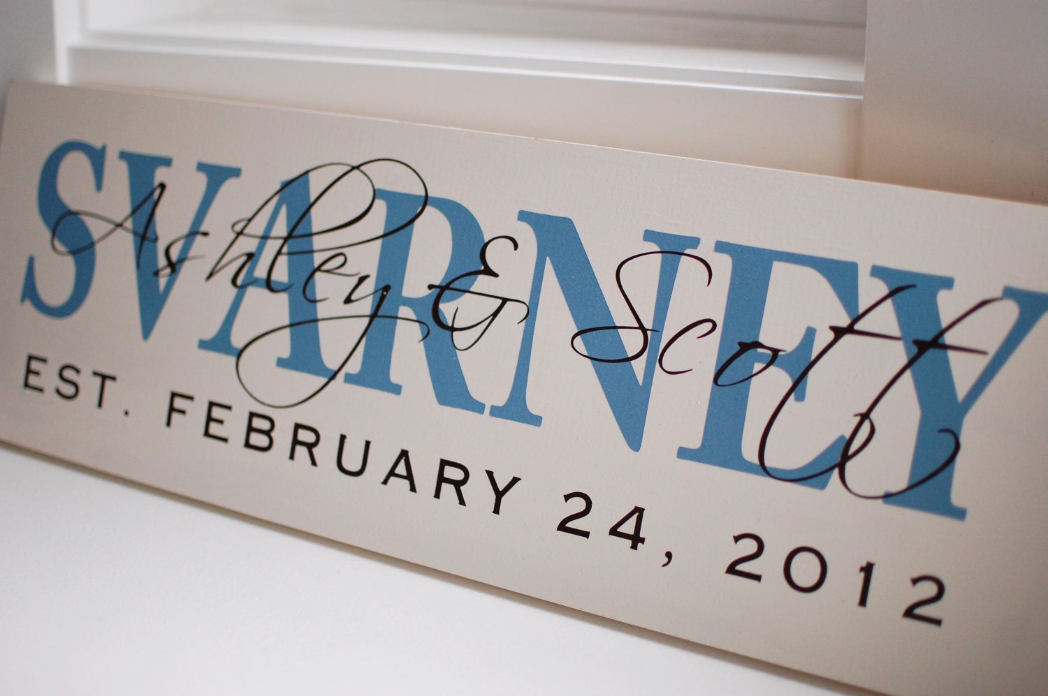 Personalized Family Name Sign Established Plaque Painted Wall Sign - 7x22 - ETS-22