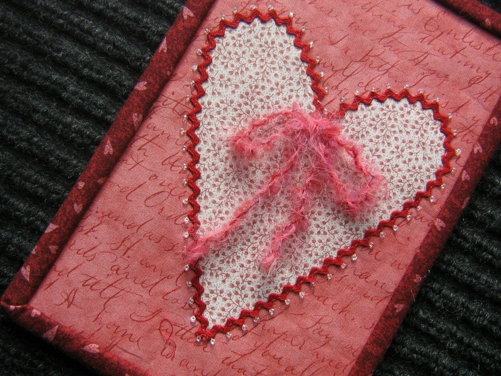 Fabric Art Valentine Gift Card - with Fabric Envelope