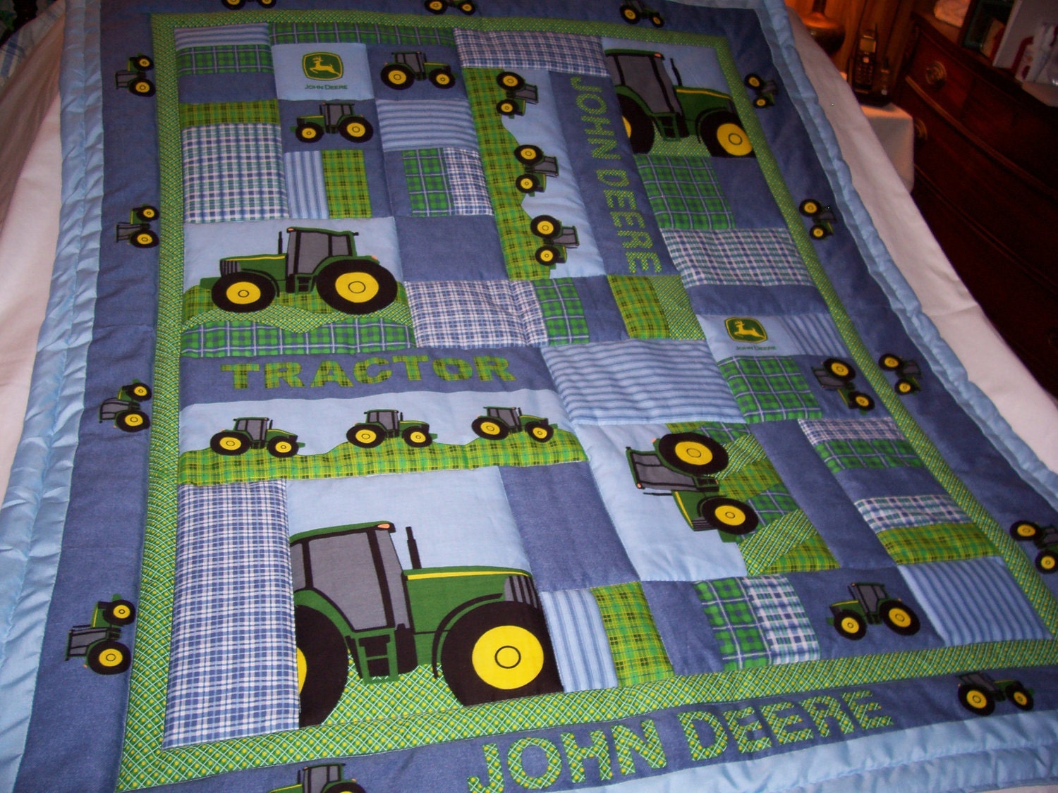 Handmade Baby John Deere Tractors Cotton Baby/Toddler Quilt-NEW 2012