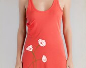 Poppies, Tomato Red tank Dress, jumper. Screen Print Dress Poppy tshirt