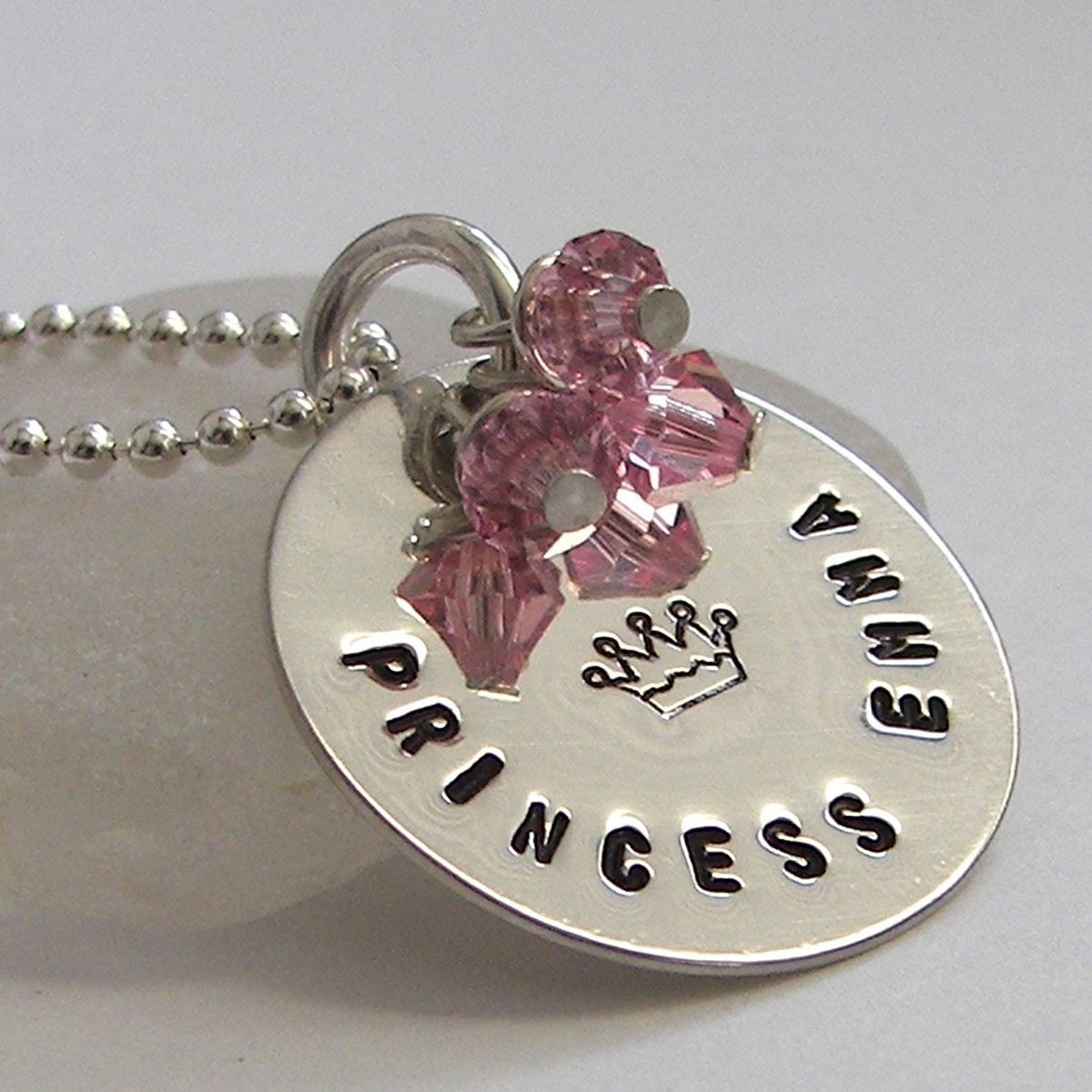 Sweet Princess personalized sterling necklace with crystals