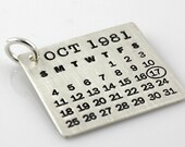 Calendar Charm - Mark Your Calendar Charm - hand stamped and personalized sterling silver charm