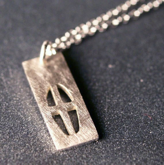 Sterling silver small modern cross hand pierced pendant