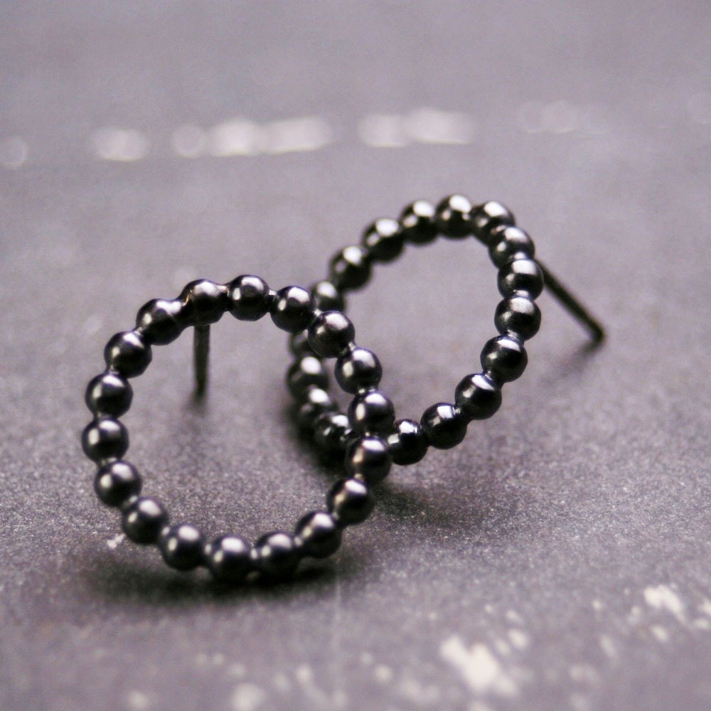 Modern sterling silver circle earrings 1/2 inch hoops
