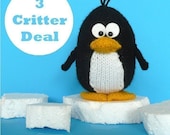 Kookla Critters bird pack - penguin, owl, duck and bird - INSTANT DOWNLOAD PDF Knitting Pattern