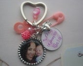 Antique Silver Bezel New born Baby Keychain Keepsake