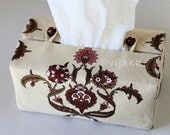 Damask floral rectangular tissue box cover
