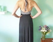 Maxi backless Dress// Black and White striped top part - chrystalshop