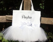 Custom Boutique Monogramed Bride, Brides Maid or Flower Girl Tote Bag for a Fairytale Wedding