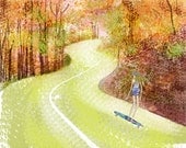 Limited Edition Illustration ----Longboard Rider
