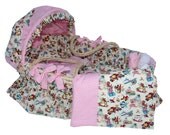Moses Basket with Vintage Toys and Pink  Bedding Set