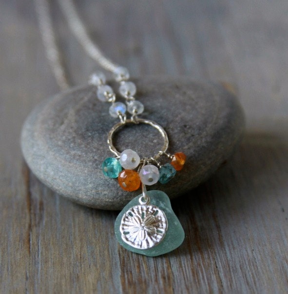 Sea Glass Necklace Genuine Sea Glass Jewelry  Aqua Sea Glass